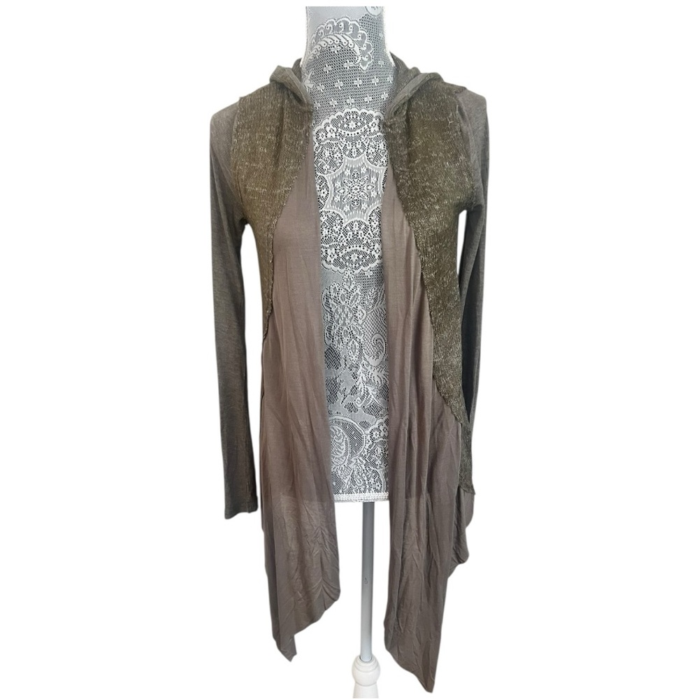 Costa Blanca Women Costa Blanca Green Long-sleeve Open front Hood Sweater Small